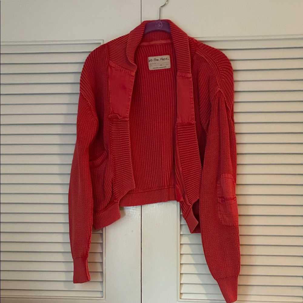 Free People We The Free “Worn Thru Surplus Cardi” open cropped knit sweater